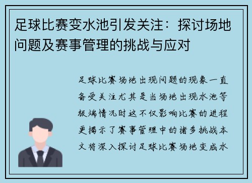 足球比赛变水池引发关注：探讨场地问题及赛事管理的挑战与应对